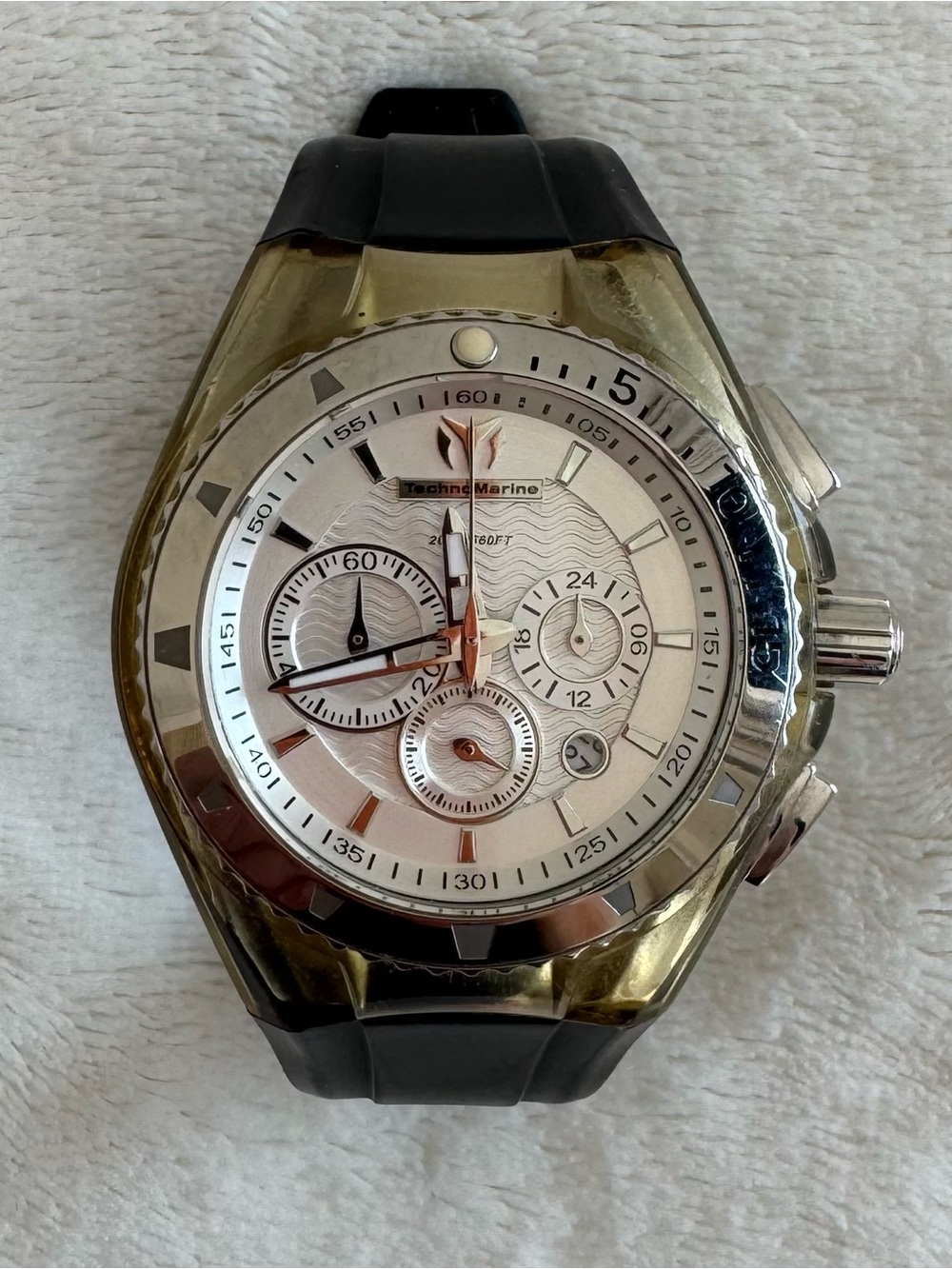 Technomarine Silver Dial Watch with Black Strap